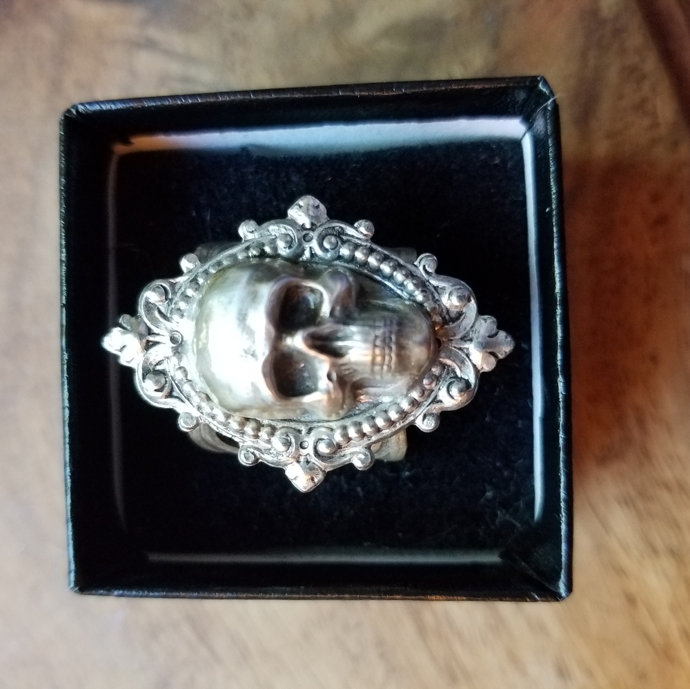 SILVER METAL SKULL RING - Picture 2 of 5